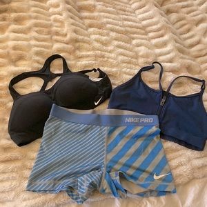 Nike shorts + sports bra (like new) 3 pcs bundle + free 😊moving sale